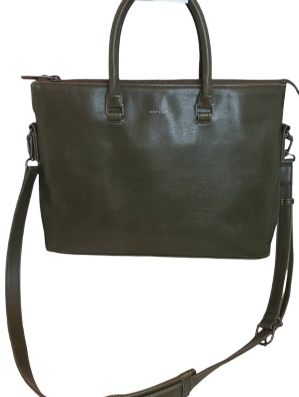 Matt & Nat Alban Vegan Satchel Briefcase Laptop Bag Crossbody Top Handled Olive